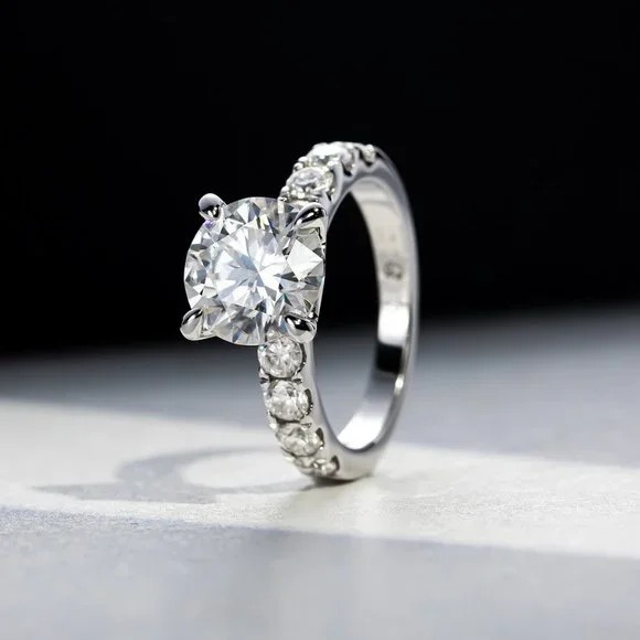 Certified 4.3 ct. t.w. Moissanite Diamond 4 Prone Solitaire Engagement Ring NEW - Picture 5 of 15